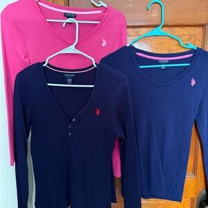 U.S. Polo Assn. Pink and Navy Women's Blouses Set of 3